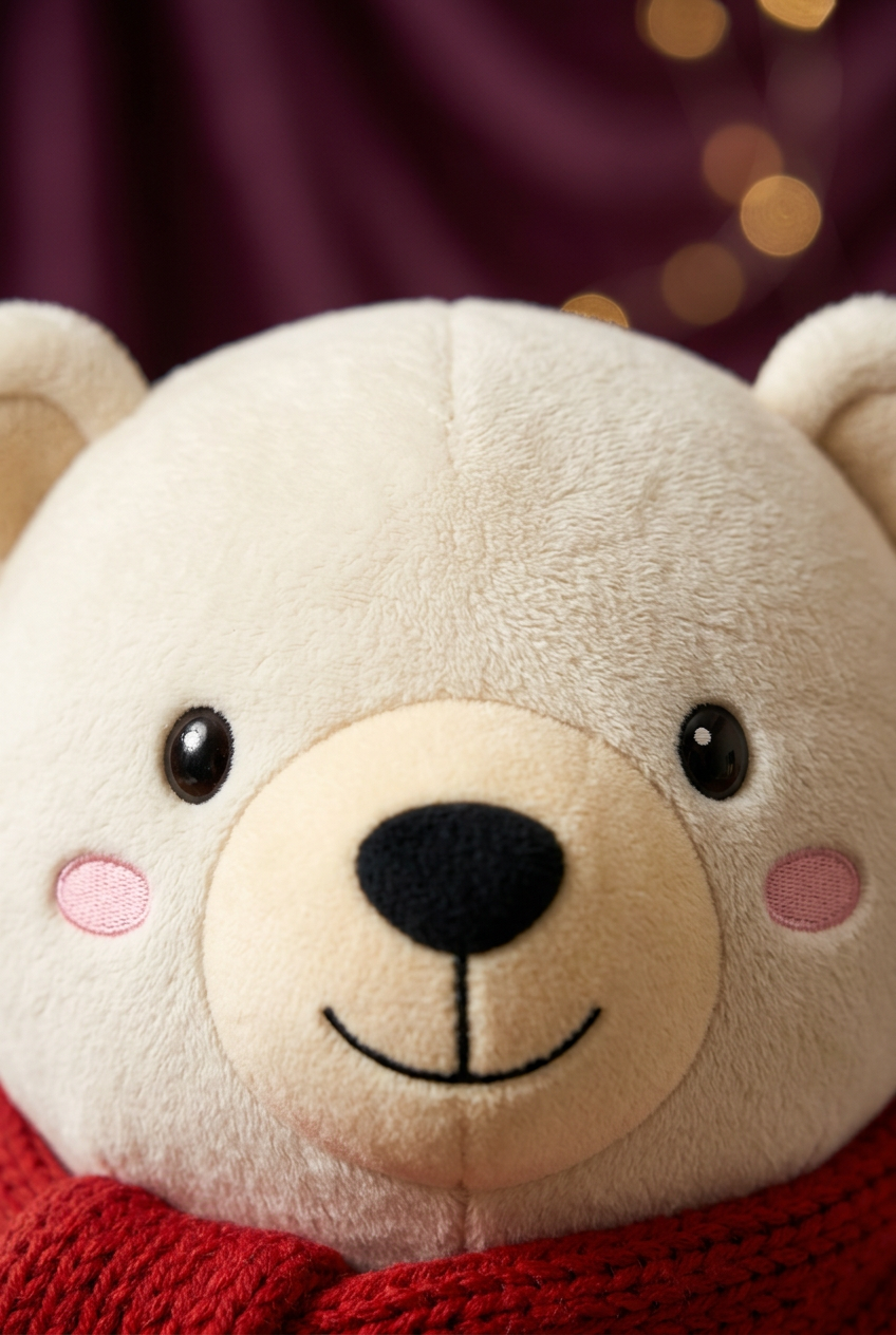 PolarHug Polar Bear Christmas Plush Toy with a Color-Block Scarf, Heart Belly & Icy-Blue Paw Details