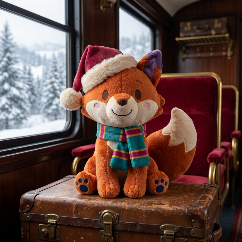 FrostFable in a vintage holiday train compartment