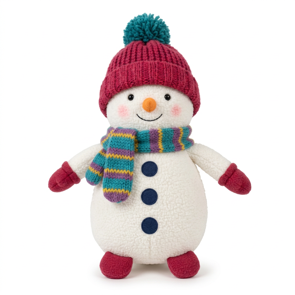 Full Snowberry snowman plush on a pure white background