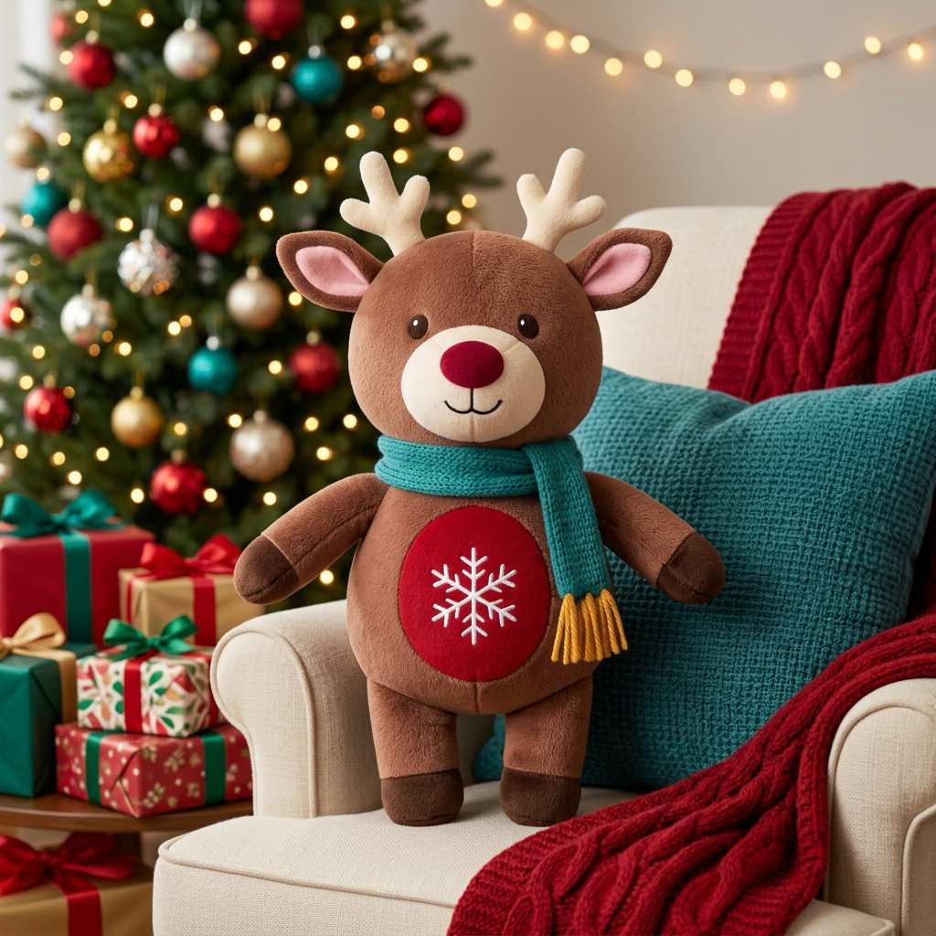 CocoaAntler Reindeer: Holiday reading-chair hero image. AI-generated concept image.