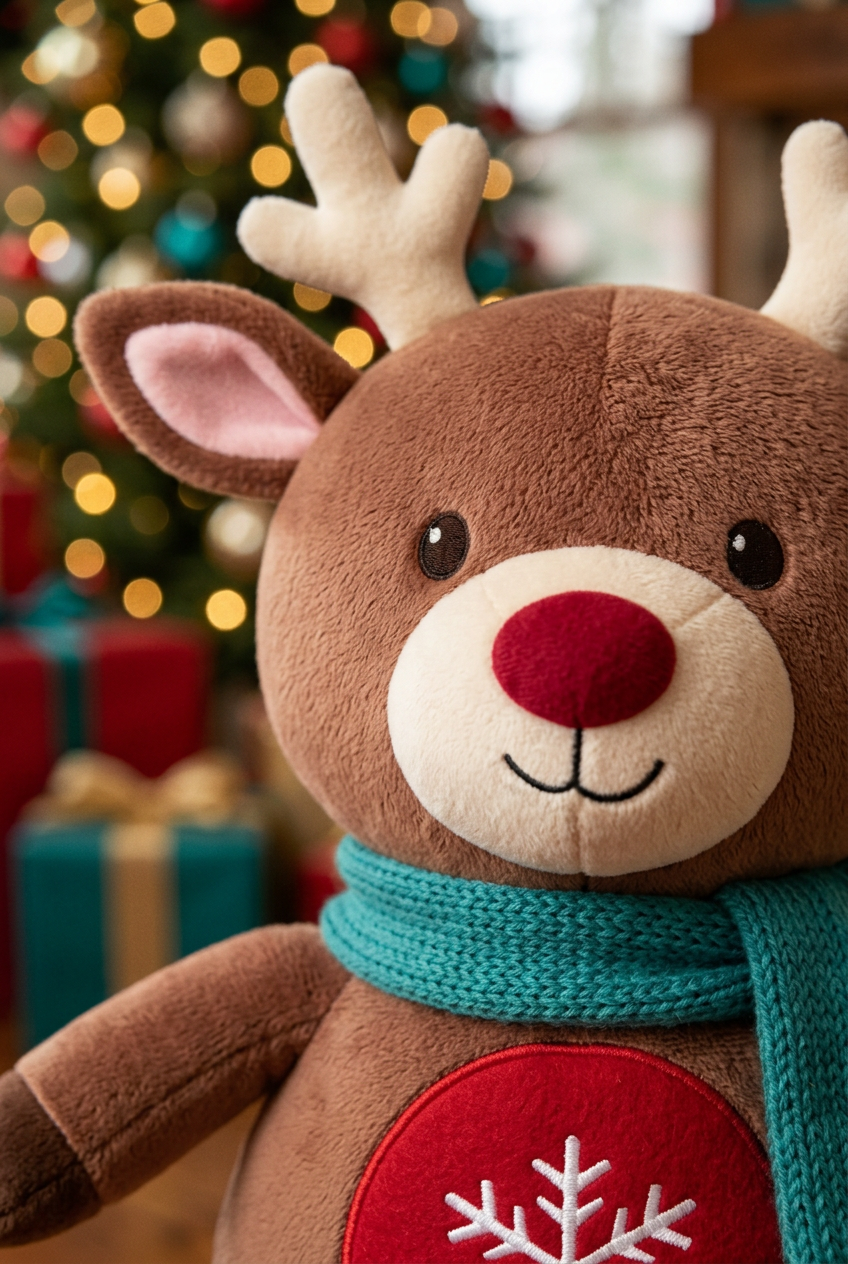 CocoaAntler Reindeer: Character face detail. AI-generated concept image.