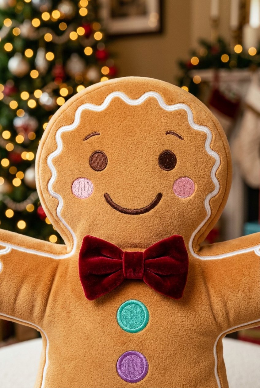 GingerWish Cookie Buddy: Character face detail. AI-generated concept image.