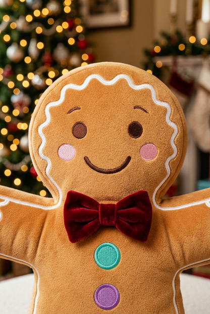 GingerWish Cookie Buddy: Character face detail. AI-generated concept image.