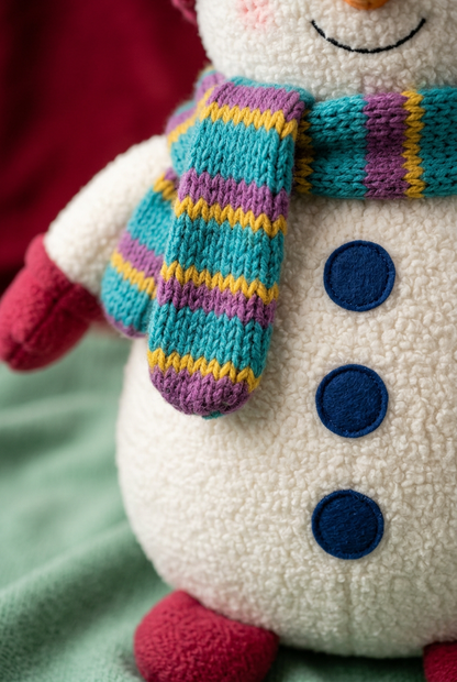 Snowberry Snowman: Torso and clothing detail. AI-generated concept image.